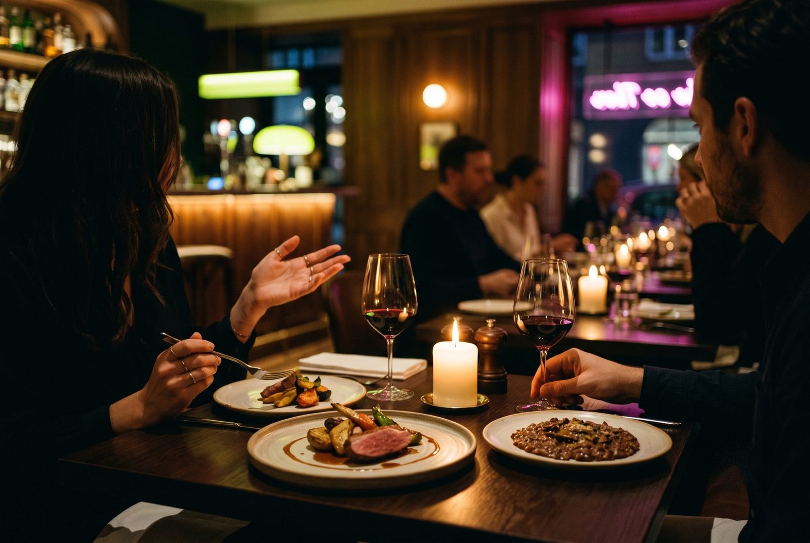 Hospitality — an intimate restaurant at night